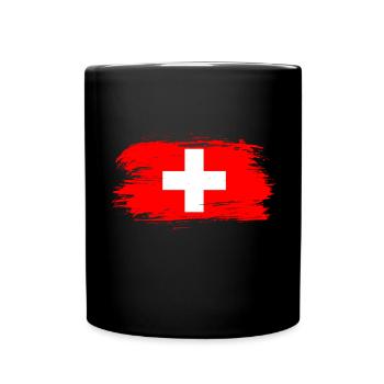 Schweiz Flagge - Tasse einfarbig - Schwarz - Vorne