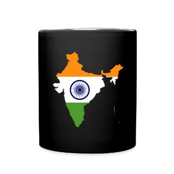 Indien Flagge Geschenkidee Landkarte - Tasse einfarbig - Schwarz - Vorne