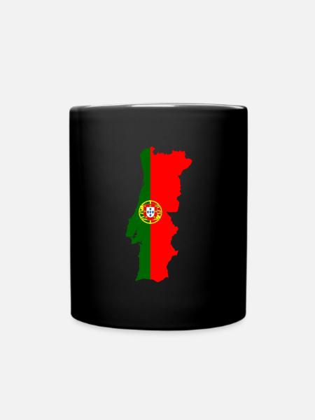 Portugal flag map flag - Full Colour Mug - black