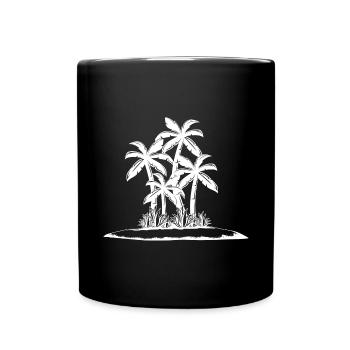 palmen insel meer symbol - Tasse einfarbig - Schwarz - Vorne