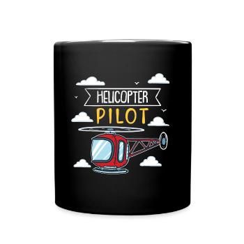 Helicopter pilot | red helicopter - Full Colour Mug - black - Front
