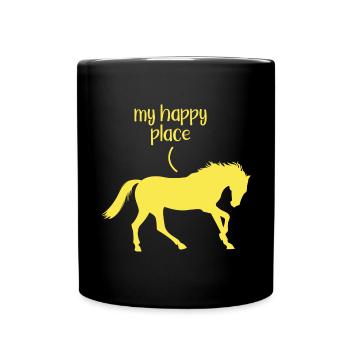 Riding My Happy Place Cavaliers de courses équestres - Mug uni - noir - Devant