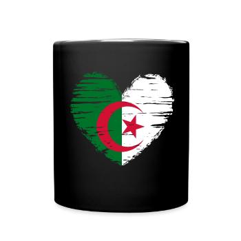 Algeria Heart Flag Flag Coat of Arms - Full Colour Mug - black - Front
