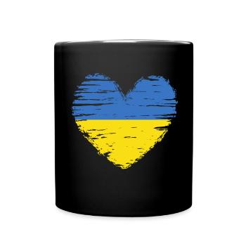 Ukraine coeur drapeau blason - Mug uni - noir - Devant