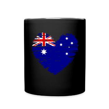 Australia Heart Flag Flag Coat of Arms - Full Colour Mug - black - Front