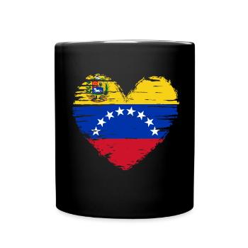Venezuela Heart Flag Flag Coat of Arms - Full Colour Mug - black - Front
