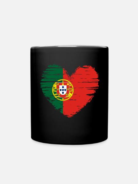 Portugal coeur drapeau blason - Mug uni - noir