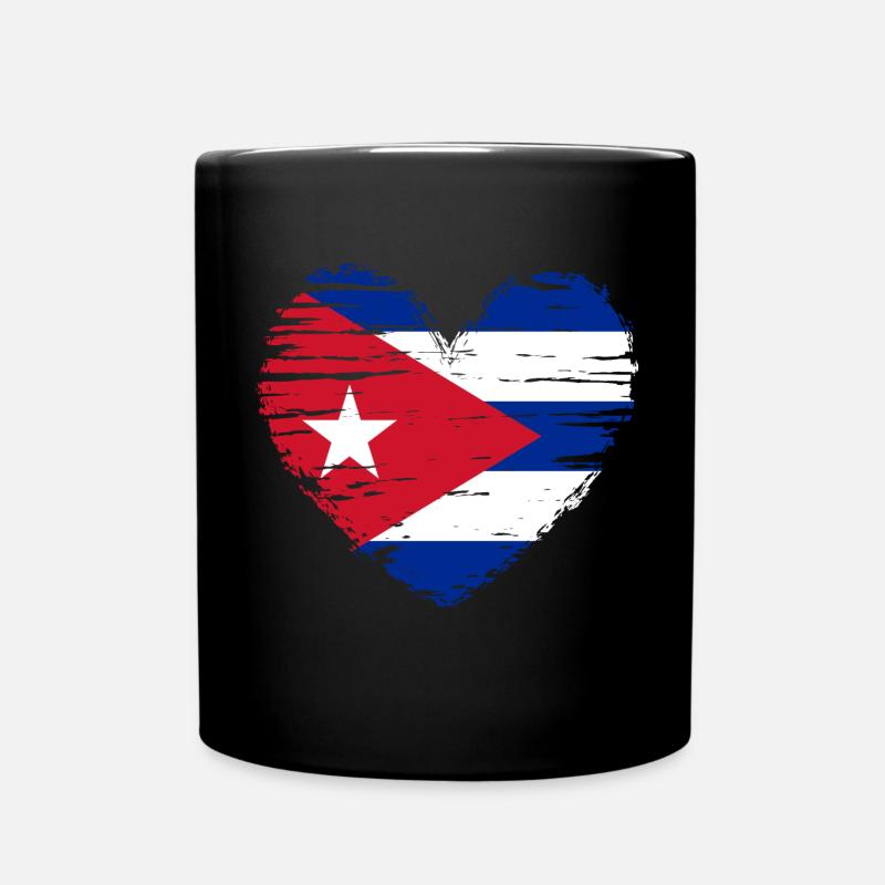 Cuba coeur drapeau blason - Mug uni - noir
