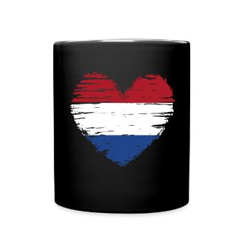 Netherlands Heart Flag Flag Coat of Arms - Full Colour Mug - black - Front
