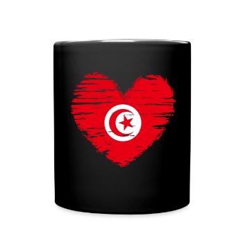 Tunisie coeur drapeau blason - Mug uni - noir - Devant