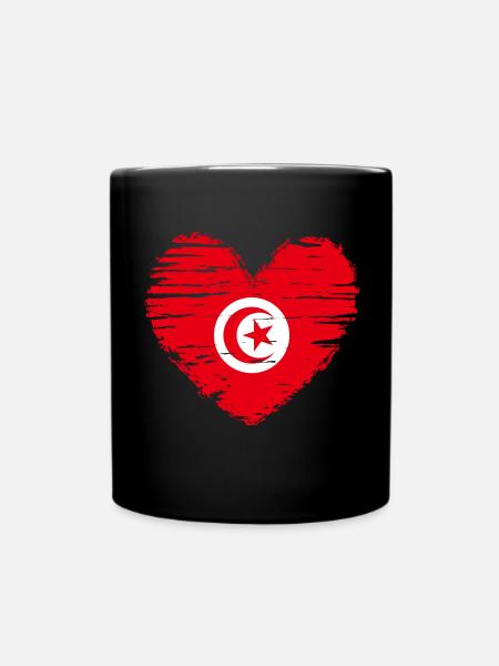 Tunisie coeur drapeau blason - Mug uni - noir
