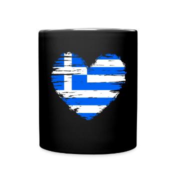Greece Heart Flag Flag Coat of Arms - Full Colour Mug - black - Front