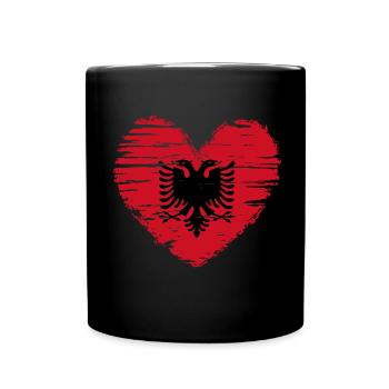 Albania Heart Flag Flag Coat of Arms - Full Colour Mug - black - Front