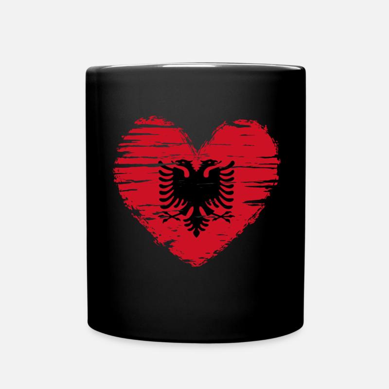 Albanie coeur drapeau blason - Mug uni - noir