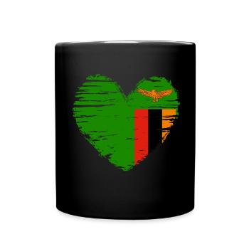 Sambia Herz Flagge Fahne Wappen - Tasse einfarbig - Schwarz - Vorne