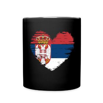 Serbie coeur drapeau blason - Mug uni - noir - Devant