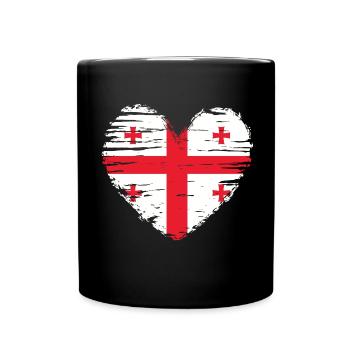 Géorgie coeur drapeau drapeau blason - Mug uni - noir - Devant