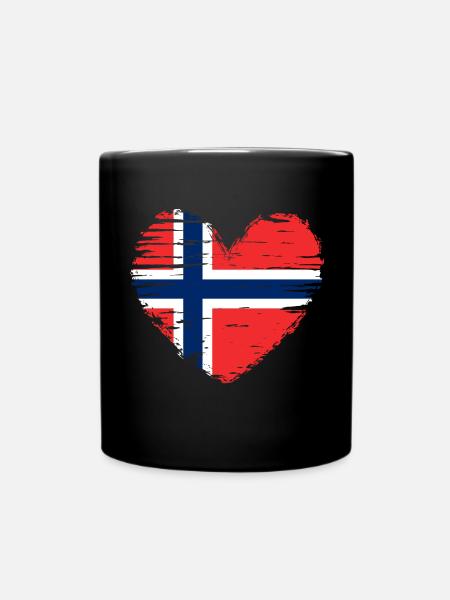 Norway Heart Flag Flag Coat of Arms - Full Colour Mug - black