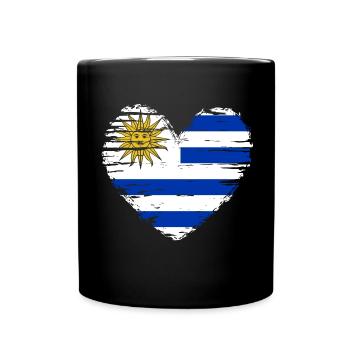 Uruguay Herz Flagge Fahne Wappen - Tasse einfarbig - Schwarz - Vorne