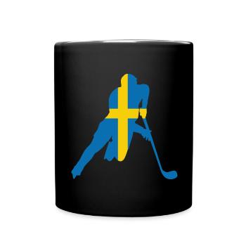Schwedisches Eishockey - Tasse einfarbig - Schwarz - Vorne