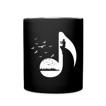 Birds Retro Flute Player - Full Colour Mug - black - Front