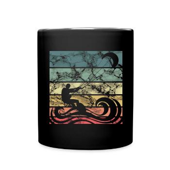 Retro Kitesurfen - Tasse einfarbig - Schwarz - Vorne