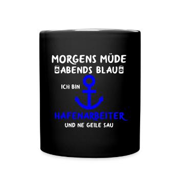 Hafenarbeiter Dockarbeiter Docker Hafen - Tasse einfarbig - Schwarz - Vorne