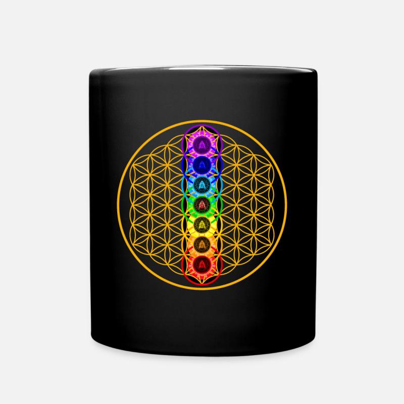 Fleur de vie avec 7 chakras - Mug uni - noir