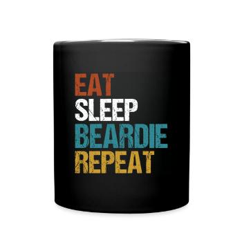 Bearded Collie Beardie Eat Sleep Saying Vintage - Full Colour Mug - black - Front