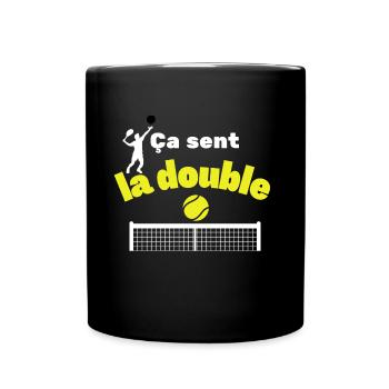 Humour Tennis ça sent la double faute au tennis - Mug uni - noir - Devant