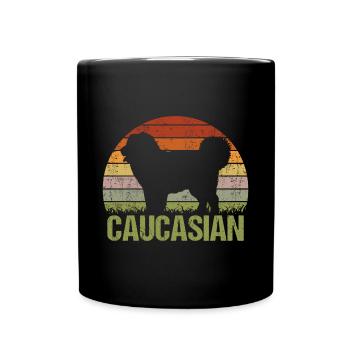 Caucasian Ovcharka Shepherd Vintage Retro - Full Colour Mug - black - Front