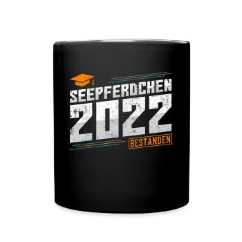 Seepferdchen 2022 bestanden Prüfung Abzeichen - Tasse einfarbig - Schwarz - Vorne
