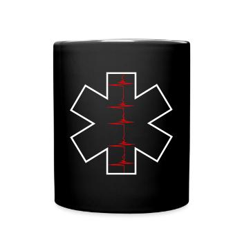 Star Of Life Herzschlag EKG Puls Sanitäter Rettung - Tasse einfarbig - Schwarz - Vorne