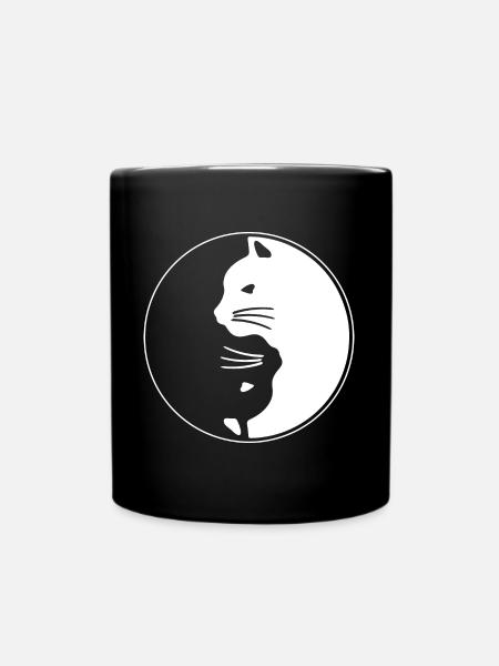 Yin and Yang Cats - Full Colour Mug - black