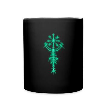 Nordic symbol Vikings neon green - Full Colour Mug - black - Front
