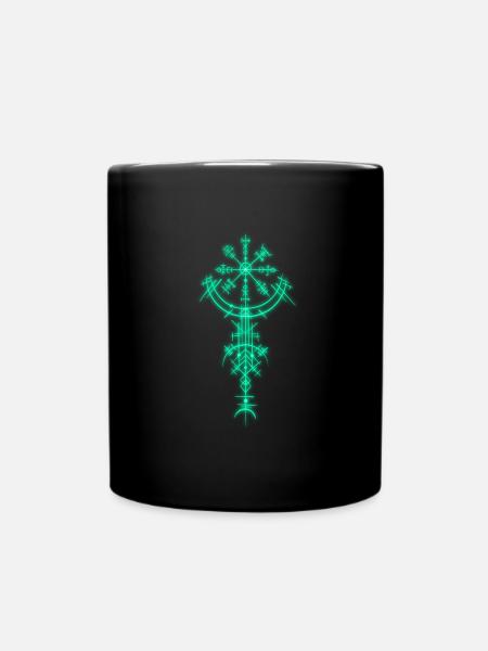 Symbole nordique Vikings néon vert - Mug uni - noir