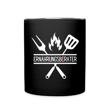 Ernährungsbrater Grillen Grill Herren Grilloutfit - Tasse einfarbig - Schwarz - Vorne