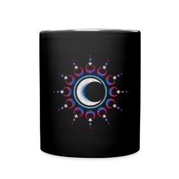 Soleil, Lune et Étoiles, Mandala, Symbole, Cosmos - Mug uni - noir - Devant