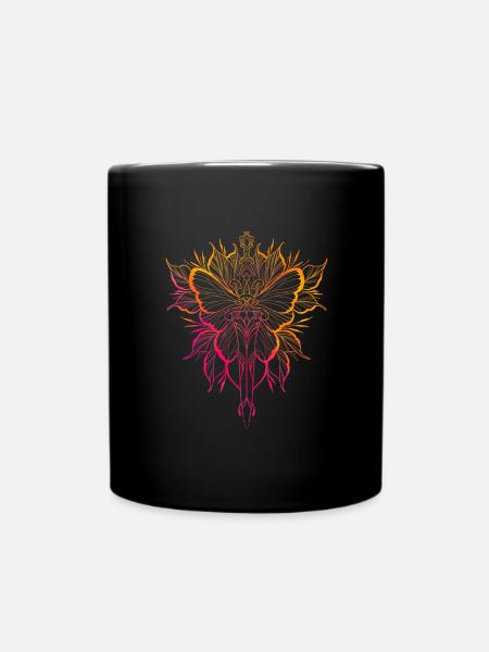 Dessin style tatouage papillon et poignard - Mug uni - noir