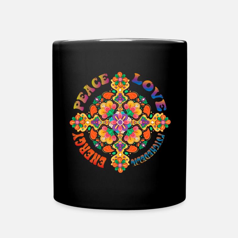 70er Jahre psychedelisch - Tasse einfarbig - Schwarz