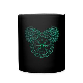 Symbole nordique Viking Fenrir et Vegvisir dotwork - Mug uni - noir - Devant