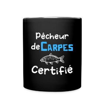 pêcheur de carpes certifié, cadeau homme pêche - Mug uni - noir - Devant