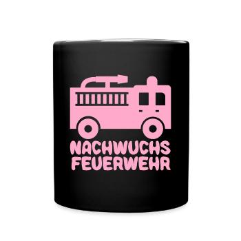 Feuerwehr mit Feuerwehrauto Baby Mädchen Pink - Tasse einfarbig - Schwarz - Vorne