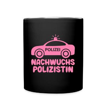 Polizei Polizistin Baby Mädchen Polizeiauto Pink - Tasse einfarbig - Schwarz - Vorne