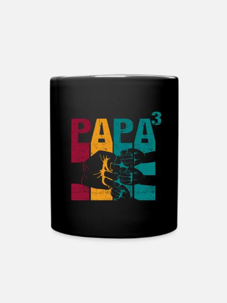 Papa Vater von 3 Kinder Kindern - Tasse einfarbig - Schwarz