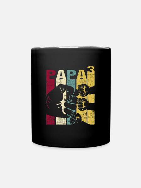 Papa Vater von Hoch 3 Kinder Kindern - Tasse einfarbig - Schwarz
