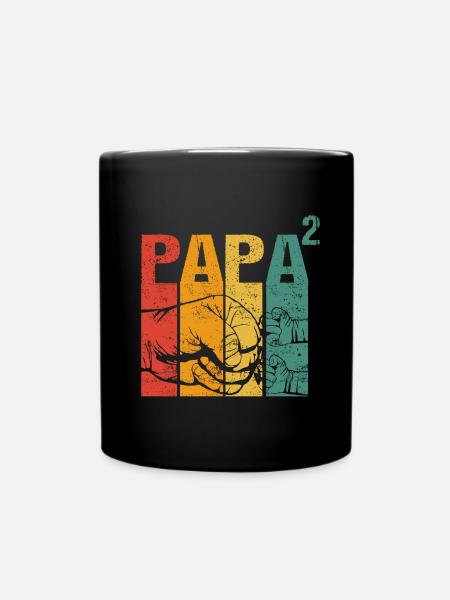 Papa Vater von 2 zwei Zweiten Kindern Zwillinge - Tasse einfarbig - Schwarz