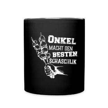 Onkel macht den besten Schaschlik Grill Geschenk - Tasse einfarbig - Schwarz - Vorne