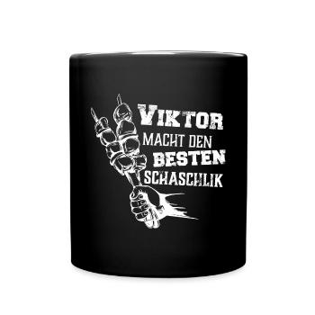 Viktor macht den besten Schaschlik Grill Geschenk - Tasse einfarbig - Schwarz - Vorne