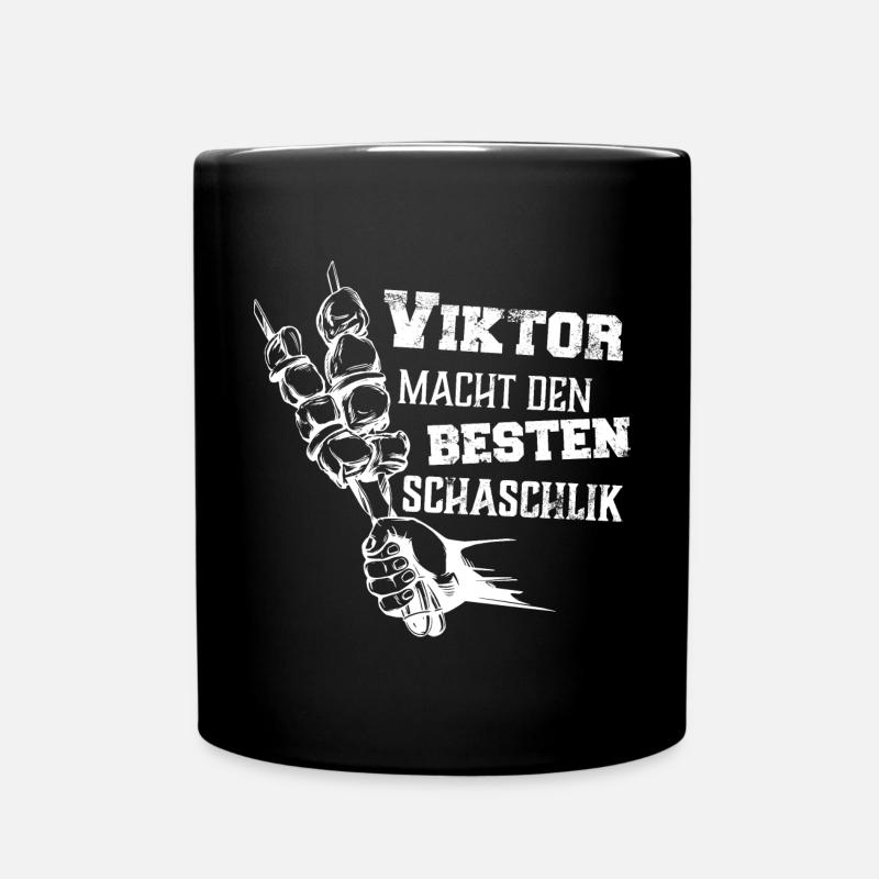 Viktor macht den besten Schaschlik Grill Geschenk - Tasse einfarbig - Schwarz